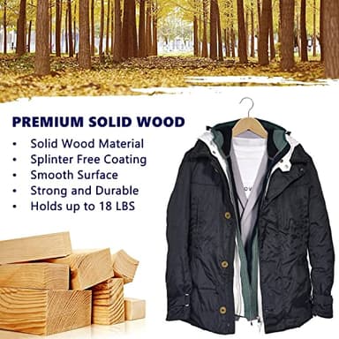 Amber Home 30 Pack Wooden Coat Hangers, Natural Wood Suit Hangers with Non Slip Pant Bar, Clothes Hangers for Shirts, Jackets, Dress, Pant (Natural, 30) - Image 7