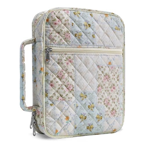 WOBAGMEN Bible Cover Case for Women,Large Bible Tote Bags Organizer Quilted Carrying Case for Girls,Bible Study Supplies Accessories Christian Gifts for Women（ Coloful L） - Image 1