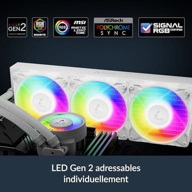 ARCTIC Liquid Freezer III Pro 360 A-RGB (White) - AIO CPU Cooler, 3 x 120 mm Water Cooling, 38 mm Radiator, PWM Pump, VRM Fan, AMD AM5/AM4, Intel LGA1851/1700 Contact Frame - White - Image 9