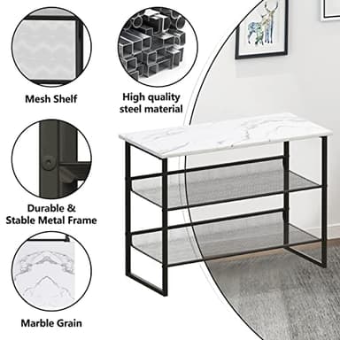 Garden 4 you 3 Tiers White Marble Shoe Rack,Freestanding Organizer Multi-Purpose Adjustable Flat and Slant Storage Rack Shoe Shelf, High Heels Potted Plant for Entryway Hallway Living Room Closet - Image 6