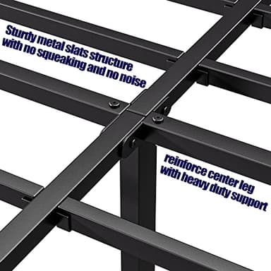 Hunlostten 18in Full Size Bed Frame No Box Spring Needed, Heavy Duty Metal Platform Bed Frame Full with Round Corners, Easy Assembly, Noise Free, Black - Image 9