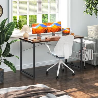 Coleshome 48 Inch Computer Desk, Modern Simple Style Desk for Home Office, Study Student Writing Desk, Vintage - Image 4