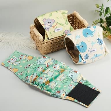 Washable Male Dog Diapers Reusable, Premium Dog Belly Bands for Male Dogs Medium, Pack of 3, High Absorbing Male Dog Pee Wraps for Doggie in Incontinence or Excitable Urination and Training(M) - Image 2