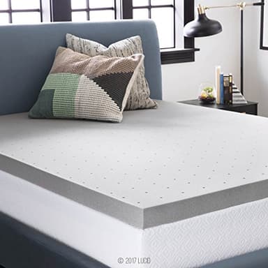 Lucid 3 Inch Ventilated Bamboo Charcoal Memory Foam Mattress Topper - Twin XL Mattress Topper - Image 1