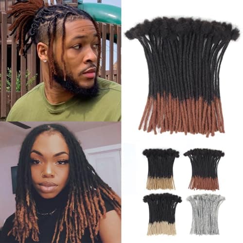 Vecago 10 inch 50 Strands Loc Extensions Human Hair, 0.4cm Width 100% Human Hair Dreadlock Extensions for Men/Women, Can be Dyed Soft Dreads Extensions,1B/30 - Image 1