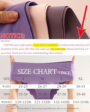 FINETOO 6 pack Seamless Underwear for Women Sexy Low Rise Hipster Wave Edge No Show Bikini Panties Womens Cheeky S-XL - Image 4