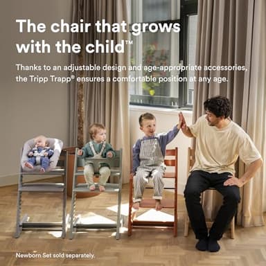 Stokke Tripp Trapp High Chair 2 (Warm Brown), Cushion 2 (Glacier Green) + Stokke Tray (White) - Includes Chair + Baby Set with Removable Harness for Children 6-36 Months - Image 2