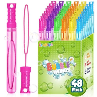 Bubble Wand, 48 Pcs Bubble Wands Bulk in 6 Colors, Bubble Party Favors for Kids, Summer Toys, Indoor Outdoor Activity, Themed Birthday, Wedding, for Girls & Boys - Image 1
