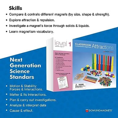 Dowling Magnets Classroom Attractions Comprehensive Magnet Lab: Level 1, Grades PreK-2 (Ages 4-7). Classroom Magnets/Science Kit/STEM Kit/Kids Magnets for Classroom/Science Experiments. Item 731301. - Image 7