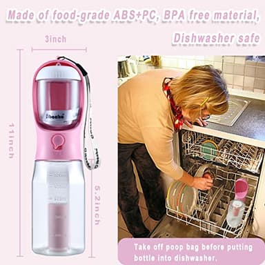 Cibaabo Dog Water Bottle with Food Container & Poop Bag Holder, Travel Water Bowl, Portable Pet Dispenser, Dog Gifts Stuff Accessories Items, Puppy Essentials for Yorkie Chihuahua Walking Hiking - Image 5