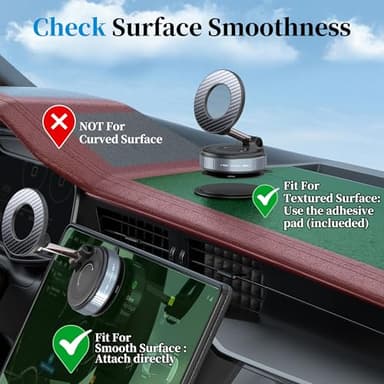 PlusAcc Vacuum Magnetic Phone Holder for Car - Suction Cup Phone Mount for MagSafe, 360° Rotatable Portable Strong Magnet Stand for iPhone 17/16/15/14/13 in Gym, Mirror, Smooth Surface, All Vehicles - Image 2