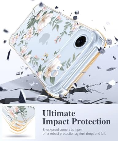 GVIEWIN for iPhone Air Case Floral, [Full Camera Protection] [Screen Protector] Slim Clear Flower Non Yellowing Shockproof Military Grade Women Phone Case for iPhone 17 Air 6.5", Magnolia/White - Image 4