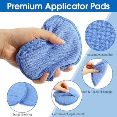 10 Pack Wax Applicator Pads, Microfiber Applicator Pad with Finger Pocket, Foam Car Wax Applicator Pad for Car Cleaning and Polishing (Blue) - Image 3