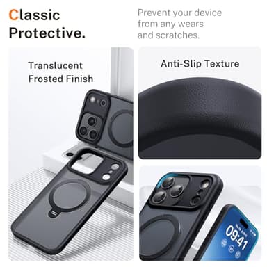 Peerock for iPhone 17 Pro Max Case: with 360° Spin Magnetic Stand, Camera Control Button, Fit for MagSafe, Military Drop Protective Slim Phone Cover for 17 ProMax with Ring Kickstand, 6.9", Black - Image 8