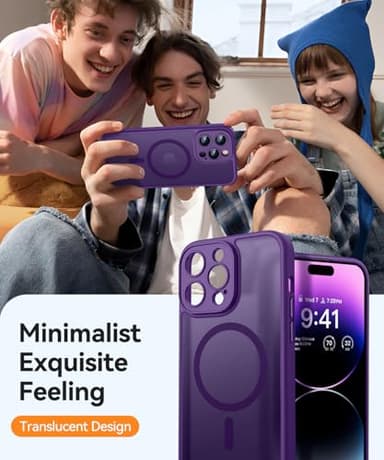 CANSHN Magnetic Compatible with iPhone 14 Pro Max Case, Upgraded [Full Camera Protection] [Compatible with Magsafe] [Translucent Matte] Shockproof Protective Phone Case Cover 6.7 Inch - Deep Purple - Image 7