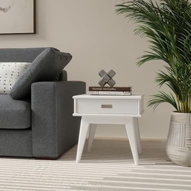 SIMPLIHOME Draper Solid Hardwood 22 inch Wide Rectangle Mid Century Modern End Table in White for The Living Room and Bedroom - Image 4