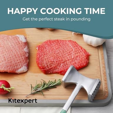 KITEXPERT Meat Tenderizer Hammer with Comfortable-Grip Handle, Dual-side Mallet for Kitchen, Heavy Duty Pounder For Tenderizing Steak, Beef and Fish, Mint Green - Image 7