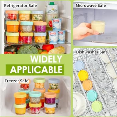 DRKIO 20 Pack Glass Baby Food Storage Containers 4 Oz Baby Food Jars with Lids Baby Food Maker Microwave Dishwasher Freezer Safe 100% Leak-Proof BPA Free - Image 6