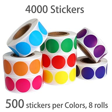 4000 PCS 3/4" Colored Dot Stickers Circle Color Coding Labels, 8 Color Style Colorful Coding Label Sticker for Office, Student Classroom(8 Rolls, 3/4 Inches) - Image 2
