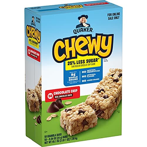 Quaker Chewy Lower Sugar Granola Bars, Chocolate Chip, 58 Count - Image 1