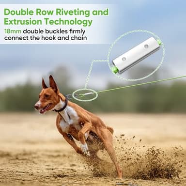 Tresbro 20FT Reflective Tie Out Cable for Dogs Up to 250 Pounds, Steel Wire Dog Leash Cable with Stainless Rotatable Buckle, Lightweight and Enduring, Dog Chains Outside for Outdoor Yard, Green - Image 4