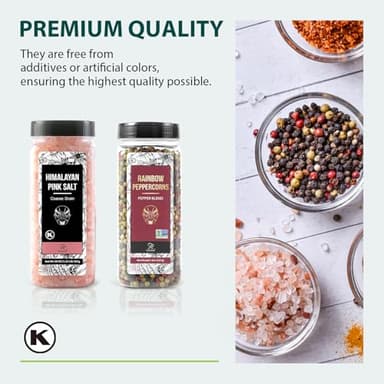 Soeos Himalayan Pink Salt and Rainbow Peppercorn Grinder Refills, 18oz Salt & 8oz Peppercorns, Kosher Seasoning Set for Cooking - Image 9