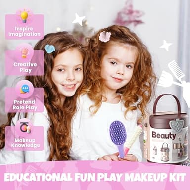 Toy Choi's Kids Pretend Makeup for Girl - 3 in 1 Kids Fake Makeup Girls Toys with Adjustable Strap - Girl Makeup Sets for Toddler Kid Christmas Birthday Gifts Toys for 3 4 5 6 7 8 Year Old Girls - Image 3