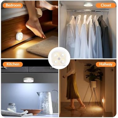 Under Cabinet Lighting, 1500mAh Rechargeable Motion Sensor Puck Lights with Remote, 3 Color Temper, Magnetic Stick on Light, Dimmable Under Counter Lights for Kitchen, Shelf, Stair(6P) - Image 7