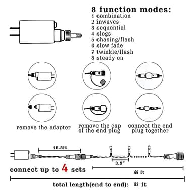 Dazzle Bright 66FT 200 LED Christmas Lights, Christmas String Lights Plug in with 8 Modes, Waterproof Christmas Decorations for Xmas Indoor Outdoor Party Home Tree Decor, White - Image 2