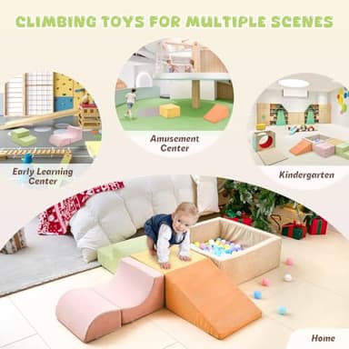 Climbing Toys for Toddlers , Toddler Climbing Toys Indoor, 5-Piece Foam Climbing Blocks with Ball Pit (Balls not Included),Soft Play Set,Toddler Climber Indoor Foam Play Gym for Climbing Crawling - Image 7