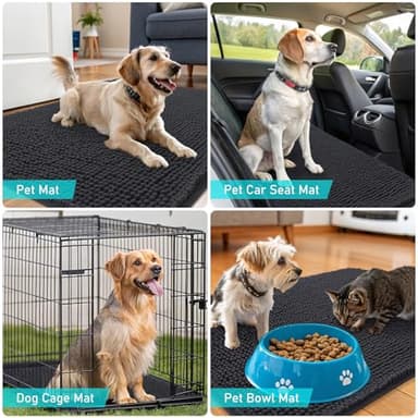 OLANLY Dog Door Mat for Muddy Paws 70x24, Absorbs Moisture and Dirt, Absorbent Non-Slip Washable Doormat, Quick Dry Chenille Mud Mat for Dogs, Entry Indoor Entryway Carpet for Inside Floor, Dark Grey - Image 7