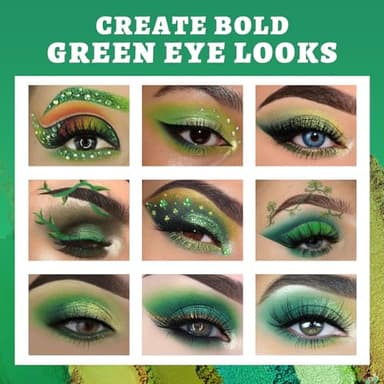 UCANBE Green Eyeshadow Makeup Palette, 15 Colors Bright Dark Green Shimmer Matte Metallic Glitter Eye Shadow, Forest Emerald Lime Pallet Kit for Cosplay Parties Christmas Halloween SFX - Image 3