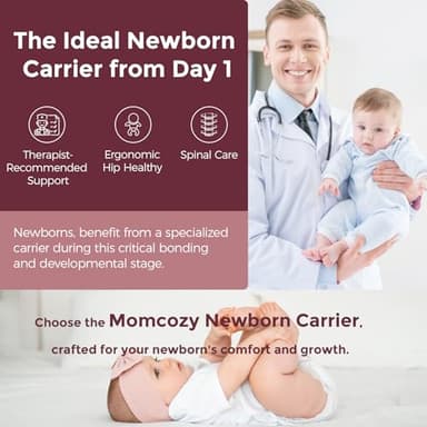 Momcozy Newborn Baby Carrier - Ergonomic, Cozy and Lightweight Carrier for 7-24lbs, Adjustable Neck Support with Sunshield, Breathable Airmesh Perfect for Summer Outing, Light Purple - Image 2
