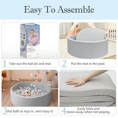 SHJADE Foam Ball Pit, 35.4"x 11.8" Ball Pits for Toddlers, Soft Round Kiddie Baby Playpen Ball Pool for Kids, Ideal Gift for Babies Indoor and Outdoor Game, Grey, (Balls not Included) - Image 3