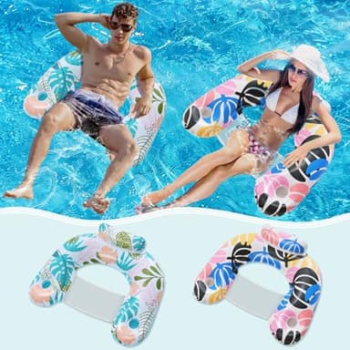 ANNIL【2 Pack】 Adult Inflatable Pool Floats Chair, Water Leisure Inflatable Floating Chair,Drink Holder, Ergonomic Headrest,Pool Floaties for Adults Swimming Pool Party, Summer Water Fun - Image 2