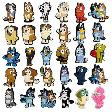 40PCS Cute Cartoon Croc Charms,Blue Dog Shoe Charms Decorations for Sandals Slides,Waterproof Fade-Resistant DIY PVC Animal,Fun Croc Accessories for Girls Boys Teens - Image 1