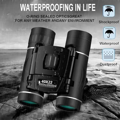 Compact Binoculars for Adults and Kids,Waterproof HD Binocular Professional with Low Light Night Vision High Powered Mini Binoculares for Bird Watching Hunting Concert Theater Camping (40 * 22) - Image 9