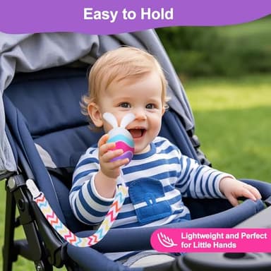 Easter Egg Bunny Rattle Teething Toy – Baby Teether for Infants, Toddlers & Newborns – Sensory Chew Toy for Teething Relief – Perfect Baby’s First Easter Gift & Basket Stuffer Essentials (Pastels) - Image 5