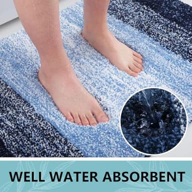 Arotive Microfiber Bathroom Rugs, Shaggy Soft and Absorbent Bath Rug, Non-Slip, Thick Plush Machine Washable Dry Bath Mats for Bathroom, Tub and Shower, 30x20, Blue - Image 3