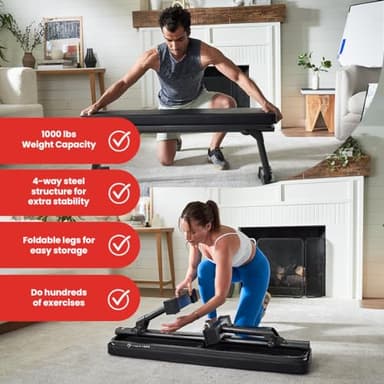 Finer Form Gym Quality Foldable Flat Bench for Multi-Purpose Weight Training and Ab Exercises - Free PDF Workout Chart Included - Image 3