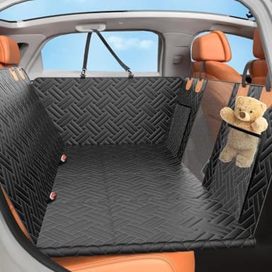 LEHNI Back Seat Extender for Dogs,Hard Bottom Car Seat Cover for Dogs with Mesh Window,Waterproof Backseat Pet Cover Hard Bottom-Dog Car Seat Cover for Back Seat Dog Hammock for Car/SUV - Image 1
