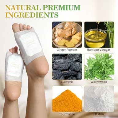 TEWEAE 32 Pads Foot Pads Natural Turmeric & Ginger, Wormwood, Bamboo Vinegar, Included 32Pads Goodnight Patches and 32 Adhesive Sheets - Image 2