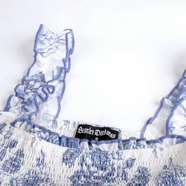 Scarlet Darkness Summer Dresses for Women 2025 Cottagecore Sun Dress Blue Floral Dress Blue M - Image 8