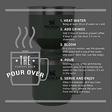 Stanley Perfect Brew Pour Over Set | 12 oz Camp Mug with Lid Included | Drip Coffee Maker with Reusable Filter | Insulated Stainless Steel | BPA-Free | Hammertone Green - Image 9