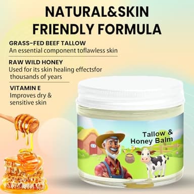 SVPMECN Tallow Honey Balm | Beef Tallow for Skin - Handmade All-Natural Moisturizer with Grass-Fed Beef Tallow & Raw Wild Honey for Smooth, Hydrated Skin (1pc) - Image 4