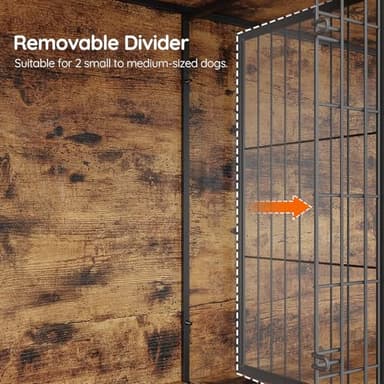 HOOBRO Dog Crate Furniture for 2 Dogs, 63" Large Double Dog Crate Furniture with Divider, Wooden Indoor Kennel TV Stand for Medium Large Dogs, Rustic Brown BF55GW03 - Image 7
