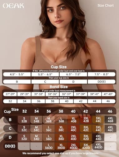 OEAK Womens Wireless Bras V Mesh Comfortable Bralette Supportive Tshirt Bra No Underwire Seamless Push Up Everyday Bras Khaki XL - Image 6