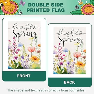 OPULANE Hello Spring House Flag Floral Leaves 28x40 Inch Double Sided Outside Large Burlap for Seasonal Yard Decoration Flag - Image 5