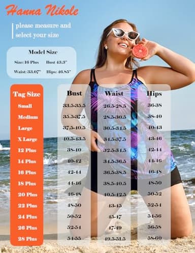 Hanna Nikole Plus Size Swimsuit for Women V Neck Padded Swim Top with High Waits Boyshort Purple Print 16 Plus - Image 6