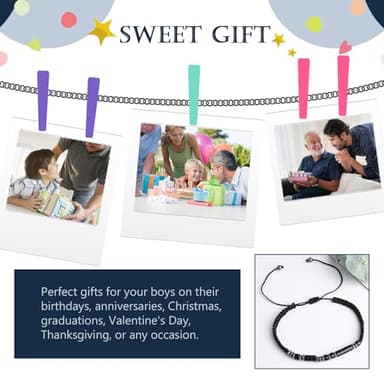 VOHIVI Teens Boys Gift Ideas: Morse Code 'I LOVE YOU' Bracelet for Son - Adjustable, Handmade Christmas Stocking Stuffers, Valentines, Easter Basket, Graduation Gifts - Image 3